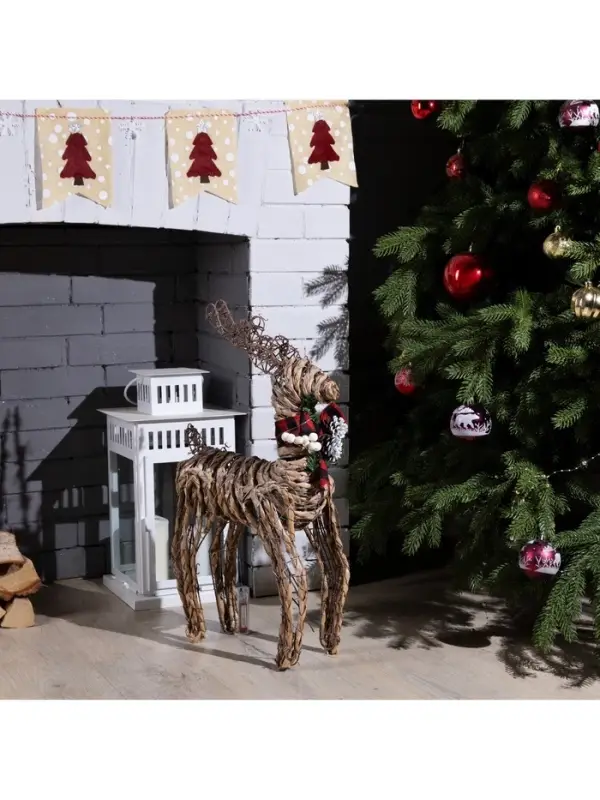 Светодиодная фигура &laquo;Олень&raquo; 32&times;60&times;10 см, текстиль, металл, от батареек AAх2, свечение тёплое белое