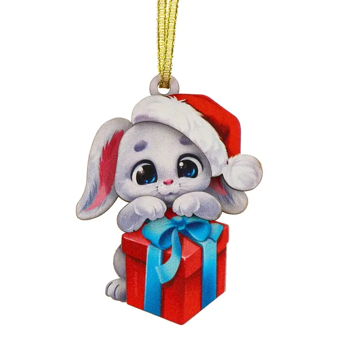 Ёлочная игрушка - подвеска деревянная сборная «Новый год! Зайчик» Ёлочная игрушка - подвеска деревянная сборная «Новый год! Зайчик»