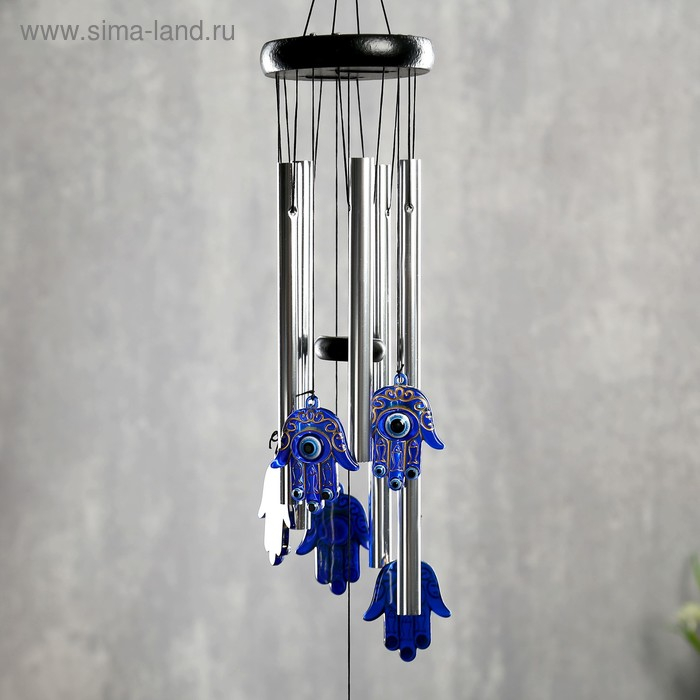 Музыка ветра металл, пластик Музыка ветра металл, пластик "Ладонь с талисманом" 5 трубок 6 рук 50х8,5х8,5 см