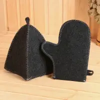 Набор для бани &laquo;Мужской&raquo;, 5 предметов: шапка, коврик, рукавица, тапочки, сумка, шерсть 30%, полиэфир 70%, тёмный, &laquo;Добропаровъ&raquo;