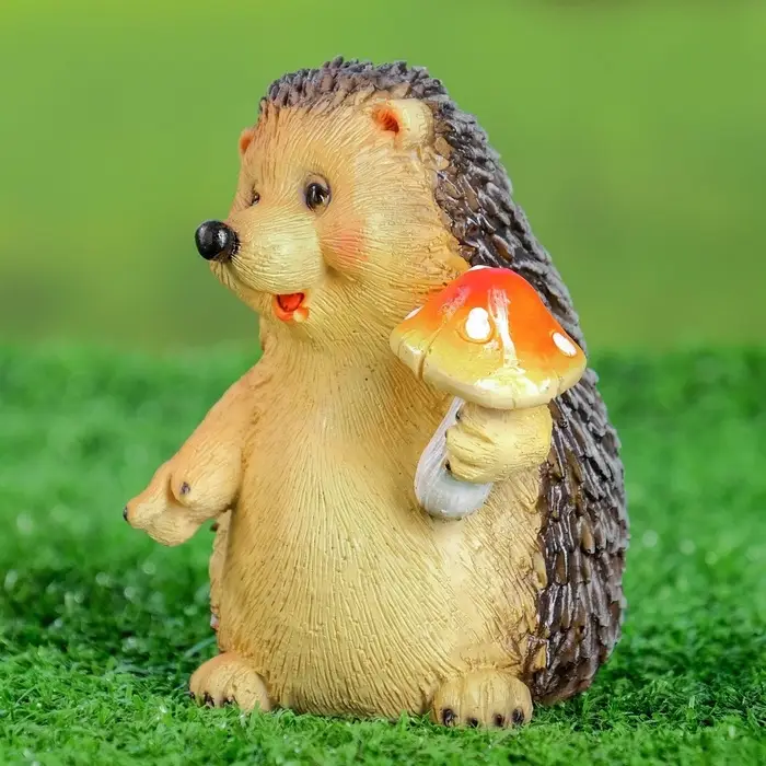 Садовая фигура из полистоуна &laquo;Ежик с мухомором&raquo;, 11&times;9&times;8.5 см