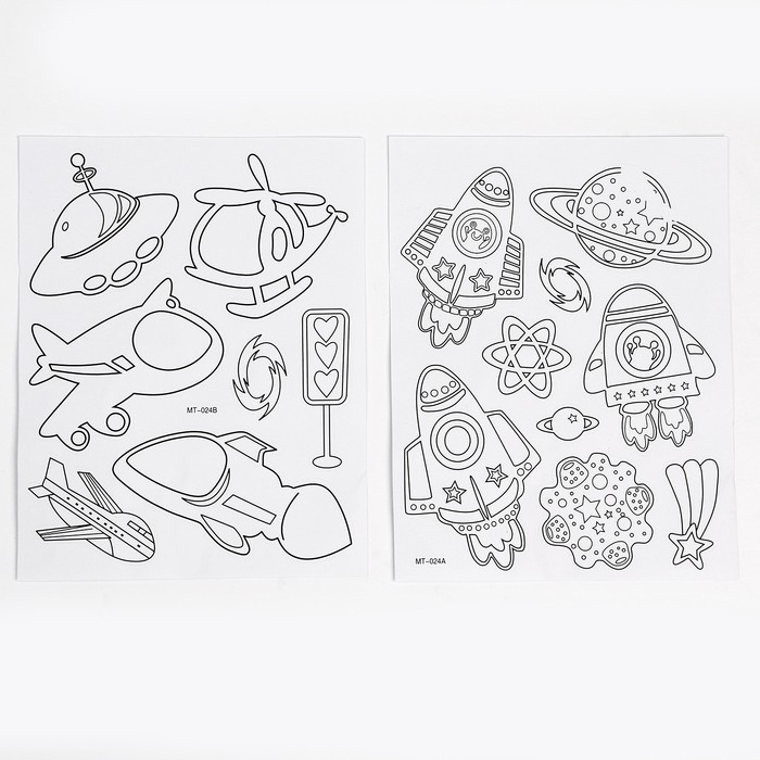 Набор для творчества: аппликация EVA крошкой и раскраска - наклейки «Техника»