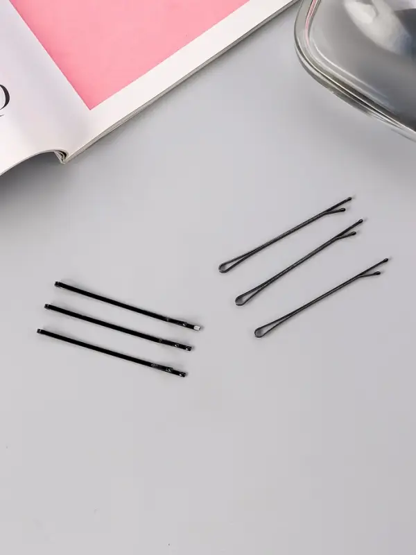 Невидимки для волос QF &laquo;Гладкие&raquo;, набор 36 шт., 6 см, чёрные