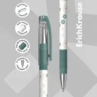 Ручка шариковая ErichKrause "ColorTouch Natural Life", узел 0.7 мм, синяя, тонкое письмо, резиновый держатель, стержень с дизайном, микс