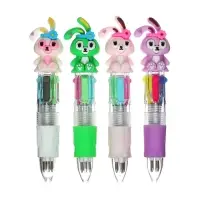 Ручка-прикол шариковая Calligrata &laquo;Зайка&raquo;, 4-цветная, резиновый упор, МИКС