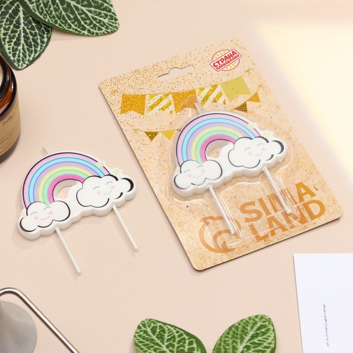 Свеча для торта  Свеча для торта "Радужные облака", разноцветная