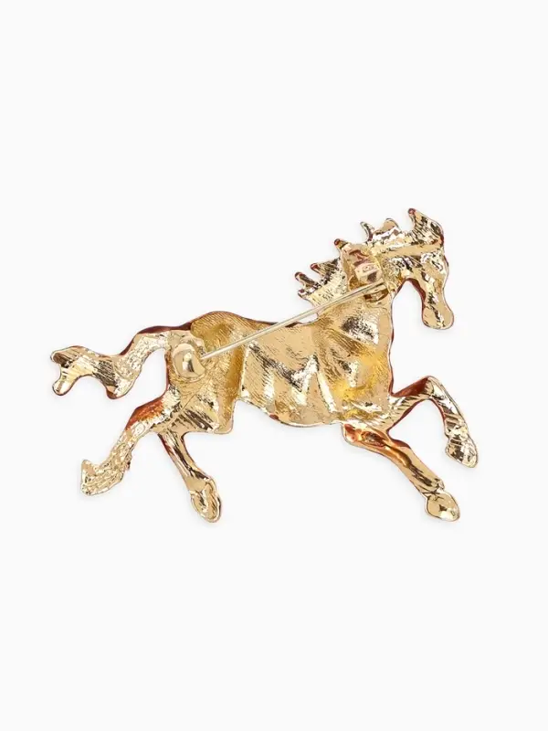 Брошь "Лошадь", конь степной, цвет коричневый в золоте