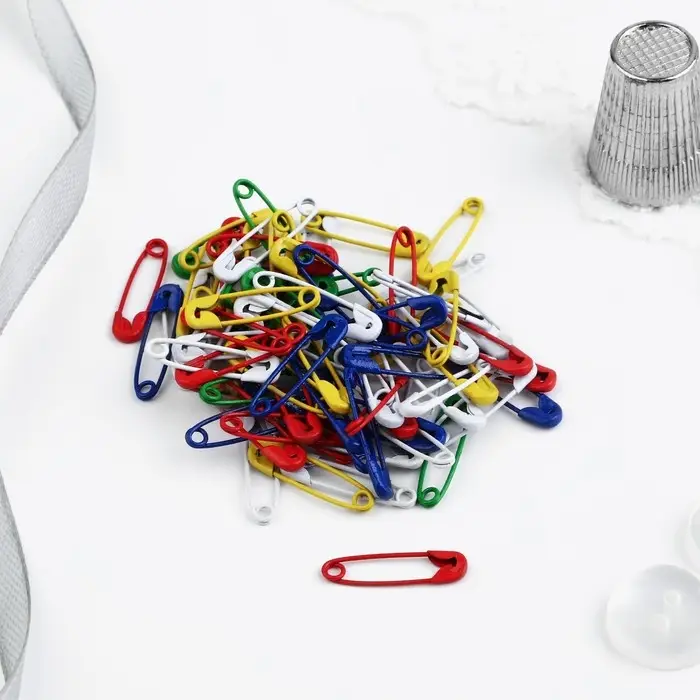 Булавки английские, 19 мм, 80 шт., разноцветные