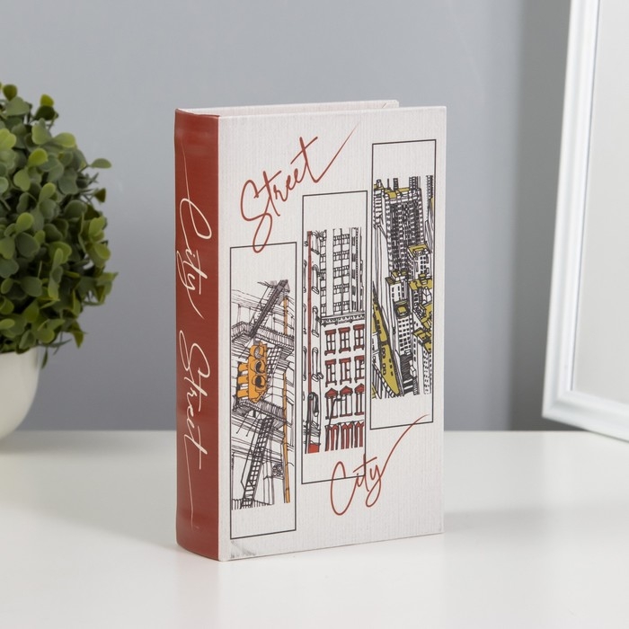 Сейф-книга дерево, кожзам Сейф-книга дерево, кожзам "Городские улицы" 21х13х5 см