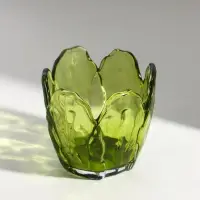 Подсвечник стекло на 1 свечу "Бутон" зелёный d=5 см 9,5х9,5х8,5 см
