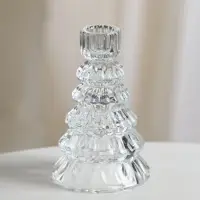 Стеклянный подсвечник на 1 свечу &laquo;Ёлочка&raquo;, прозрачный, d=2 см, 8.5&times;8.5&times;13.5 см