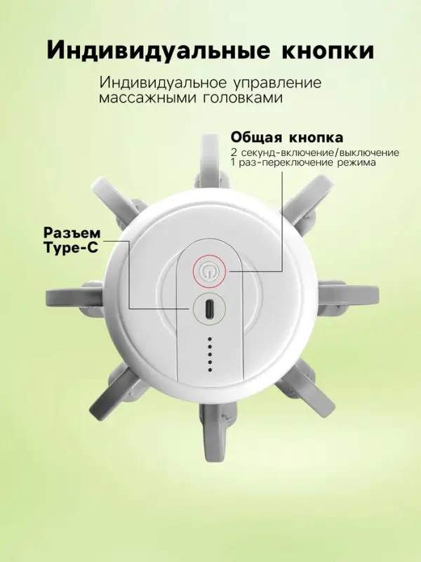 Массажер для головы LEM-32, электрический, мурашка, вибрационный, АКБ, белый