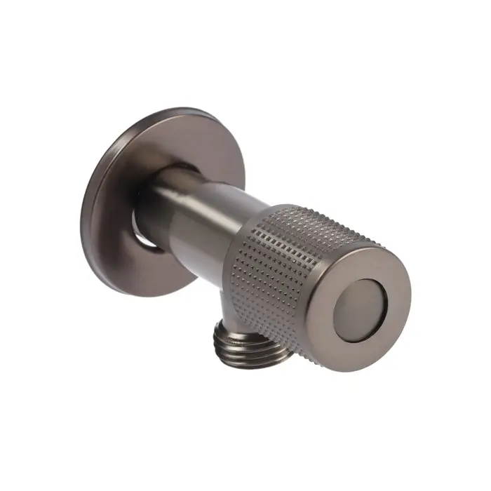 Кран угловой ZEIN engr, 1/2" &times; 1/2", кран-букса латунь/керамика, нерж. сталь, графит