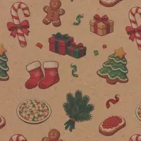 Набор упаковочной бумаги &laquo;Зимний мотив&raquo;,4 листа, крафт, 70&times;100 см
