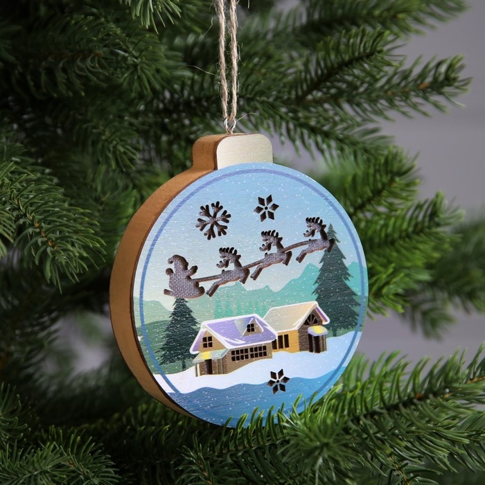 Ёлочная игрушка «Новогодняя ночь», от батареек, свечение тёплое белое Ёлочная игрушка «Новогодняя ночь», от батареек, свечение тёплое белое