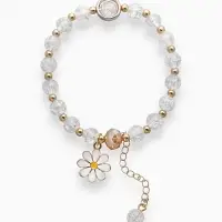 Браслет «Ромашка. Нежность», белый в золоте