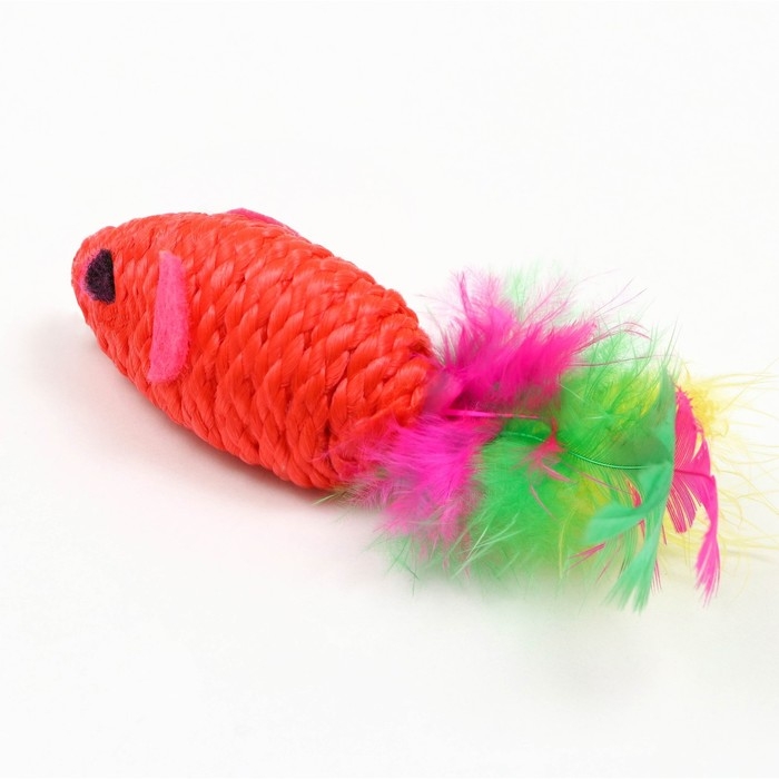 Мышь с пером, 4,5 см, красная Мышь с пером, 4,5 см, красная