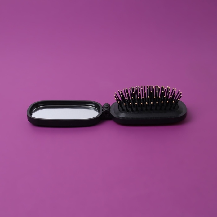 Расчёска массажная, складная, зеркалом, 9,5 × 5,5 см, цвет чёрный Расчёска массажная, складная, зеркалом, 9,5 × 5,5 см, цвет чёрный