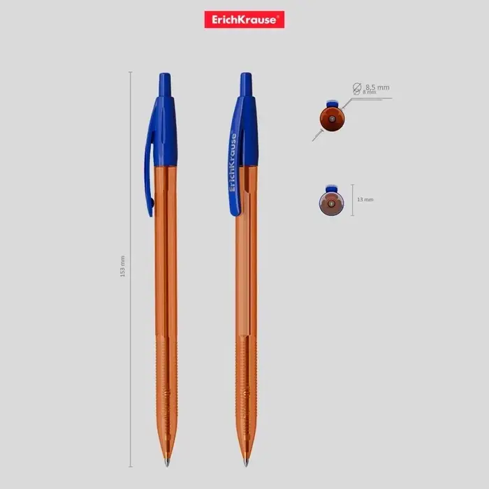 Ручка шариковая автоматическая ErichKrause R-301 Amber Matic, узел 0.7 мм, чернила синие, длина линии письма 2000 метров Ручка шариковая автоматическая ErichKrause R-301 Amber Matic, узел 0.7 мм, чернила синие, длина линии письма 2000 метров