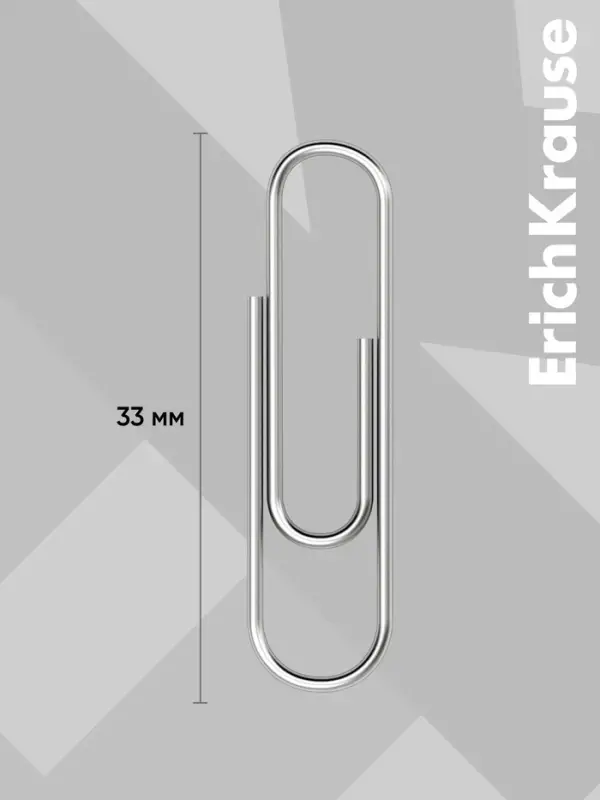 Скрепки канцелярские ErichKrause, 33 мм, 100 шт., оцинкованные, картонная упаковка
