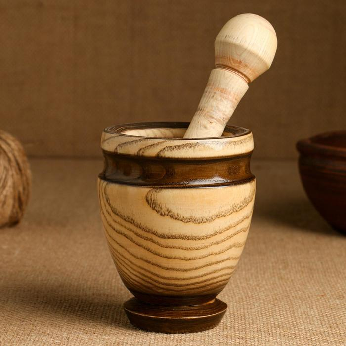 Набор: ступка с пестиком, ясень , 13 см, МИКС Набор: ступка с пестиком, ясень , 13 см, МИКС