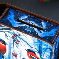 Книга-шкатулка новогодняя №3 "Три снегиря ".  19х13х5 см
