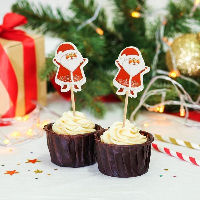 Новогодние шпажки «Дедушка Мороз», на новый год, набор 12 шт. Новогодние шпажки «Дедушка Мороз», на новый год, набор 12 шт.