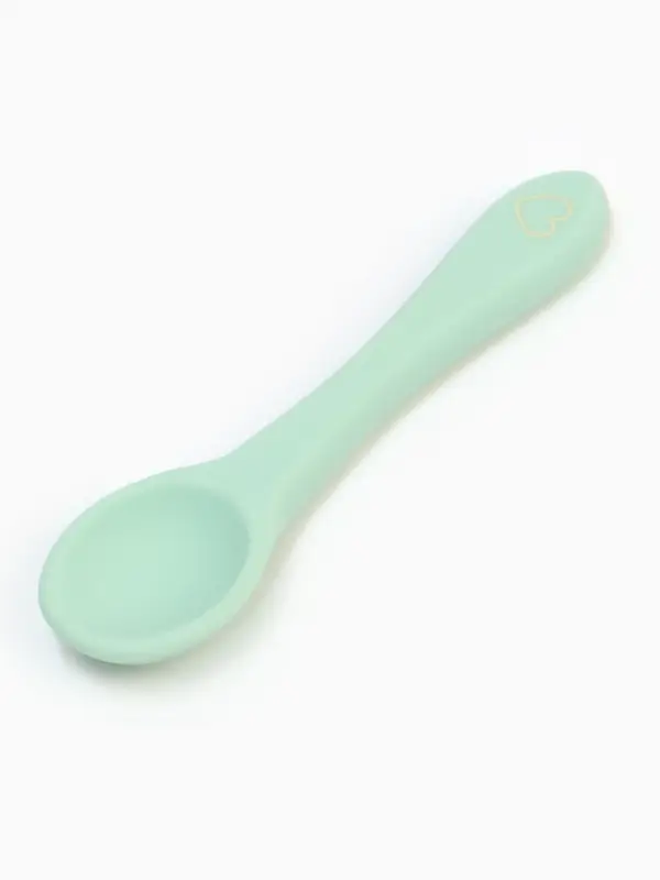 Тарелка детская на присоске и ложка, бирюзовый, Mum&Baby