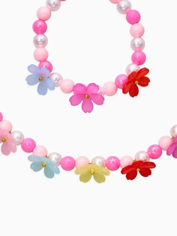 Набор детский "Выбражулька" 2 пред-а: бусы, браслет, цветы, цветной