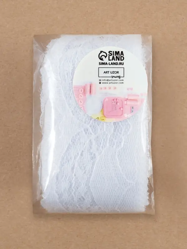 Кружево капроновое, 40 мм, 10&plusmn;1 м, белое