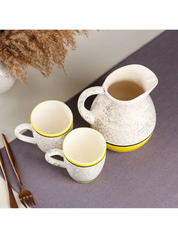 Набор посуды Керамика ручной работы &laquo;Персия&raquo;, 3 предмета: кувшин 1.5 л, кружки 350 мл, 1 сорт, жёлтый, Иран