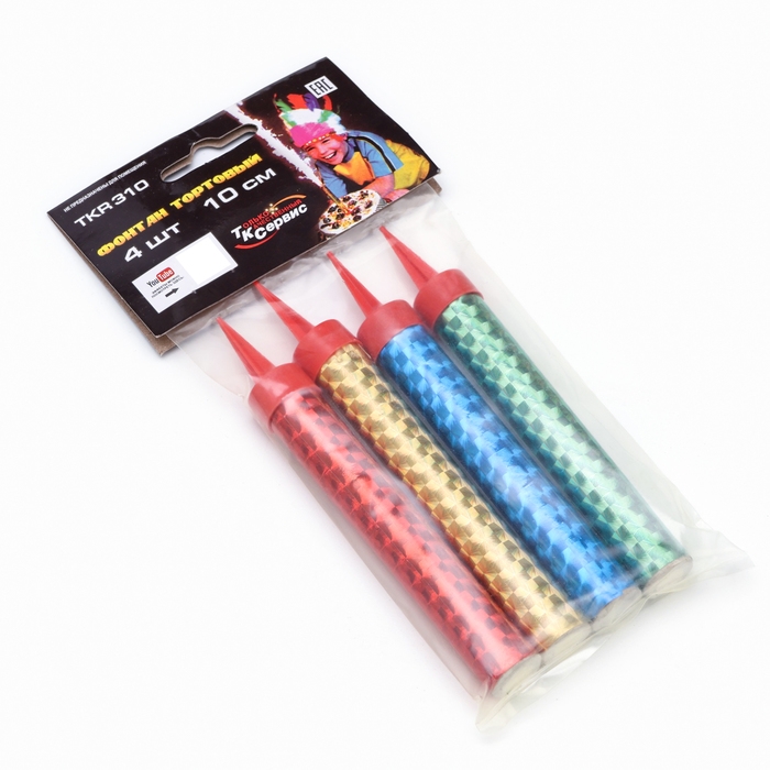 Свеча фонтан  Свеча фонтан "Радужные искры", 4 шт, 10 см, цветное пламя 30 сек