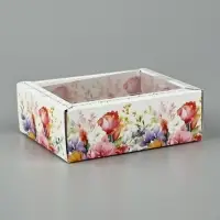 Коробка складная с пластиковой крышкой «Цветочные грёзы», 11.5 х 9 х 4 см