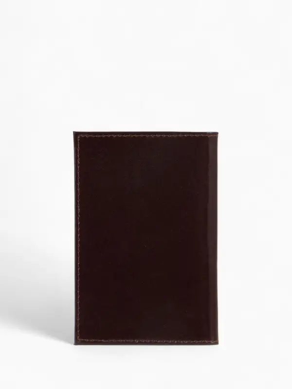 Обложка для паспорта, с гербом, с тиснением фольгой, гладкая, коричневая