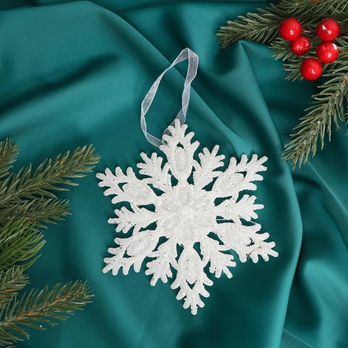 Украшение ёлочное Украшение ёлочное "Морозная снежинка" 13 см, белый