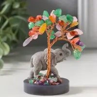 Сувенир "Слон у дерева" 18 камней 5,8х5,8х10,5 см