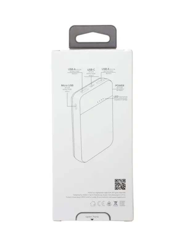 Внешний аккумулятор PERO PB01, 5000 мАч, 2 USB, 2.1 А, индикатор, чёрный