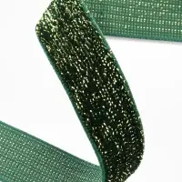 Лента бархатная, с золотым люрексом, 15 мм, 18&plusmn;1 м, зелёная №165