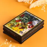 Шкатулка для украшений &laquo;Рябина на окне&raquo;, 10&times;14 см, лаковая миниатюра