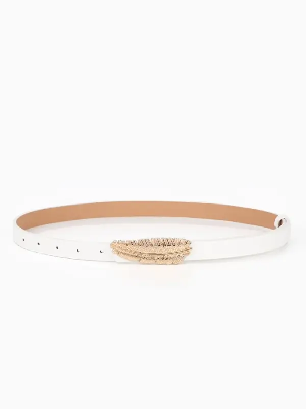 Ремень женский &laquo;Перо&raquo;, гвоздик, 2&times;110 см, без винта, белый