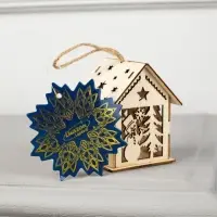 Ёлочная игрушка &laquo;Домик со снеговиком&raquo;, 7.5&times;6.5&times;6 см, от батареек, свечение тёплое белое