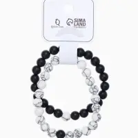Набор браслетов 2 шт. шар №8 &laquo;Агат&raquo;, чёрно-белый