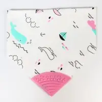 Нагрудник-бандана/слюнявчик для кормления Крошка Я, непромокаемый, с прорезывателем, на кнопке, розовый, МИКС