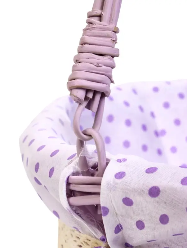 Корзина плетеная 32 х 32 х 14 см, ручка h=14 см фиол-ый  ткань Корзина плетеная 32 х 32 х 14 см, ручка h=14 см фиол-ый  ткань