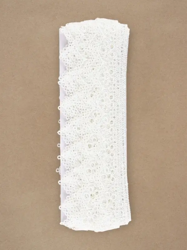 Кружево гипюровое, 35 мм &times; 9 &plusmn;0.5 м, цвет белый