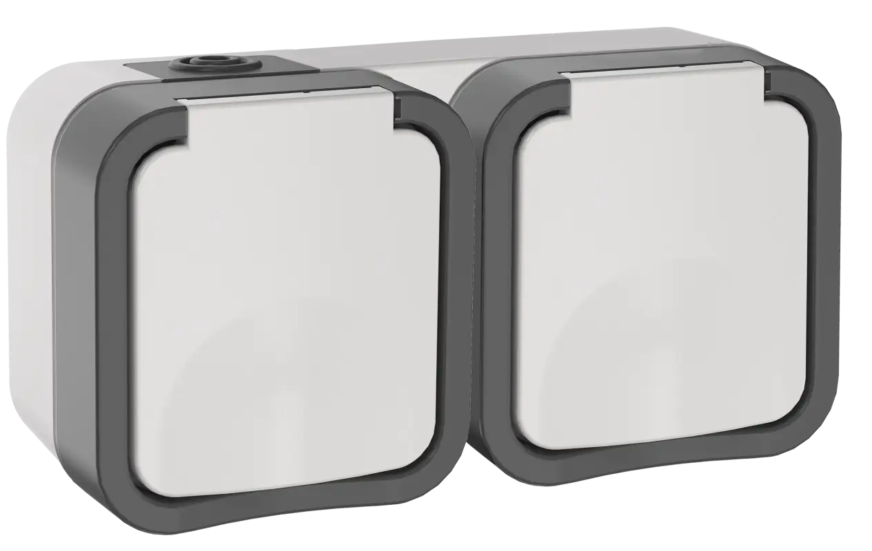 Розетка 2-местная горизонтальная TORS 16А IP55 белый