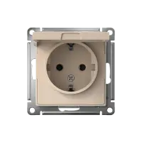 ATLASDESIGN РОЗЕТКА с заземл. со шторк. с крышкой, 16А, IP20, механизм, ПЕСОЧНЫЙ