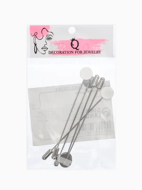 Основа &laquo;Брошь-игла&raquo; L= 7.5 см, площадка 1 см (набор 5 шт.), цвет серебро