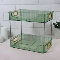 Органайзер для хранения, с ручками, 2 секции, 31&times;20&times;29 см, цвет зелёный, золотистый