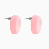 Серьги пластик "Леденец" круг 2 см с разводами белыми, цвет розовый